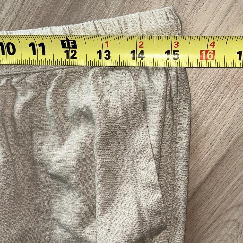 Splendid Sorrento Linen Pants M Almond Women's Wide Leg Ankle Casual Career